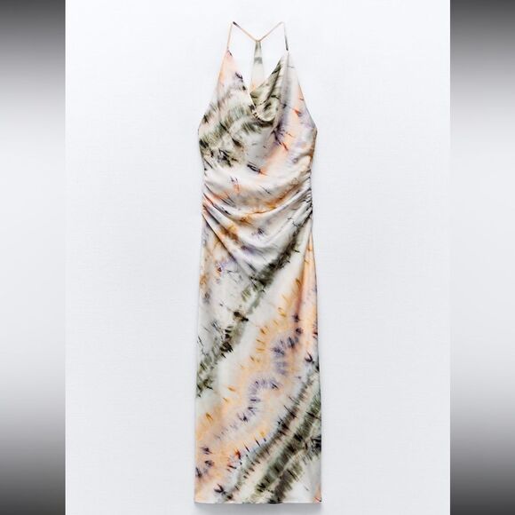 ZARA TIE DYE PRINT MIDI DRESS - Picture 5 of 9